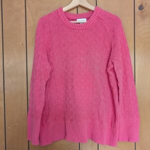 Pink Textured Cotton Sweater Oversized Relaxed Knit